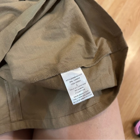 Sadie and sage tan mini skirt cotton linen blend nwt  faux wrap size small - Picture 7 of 7
